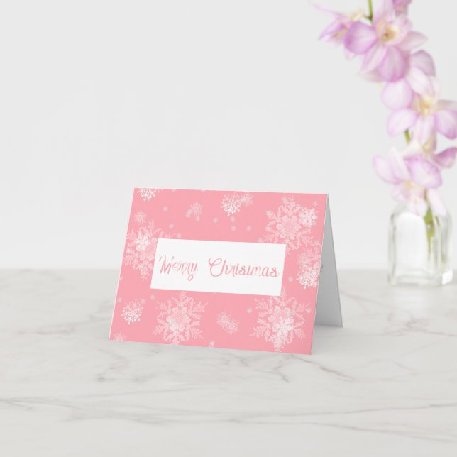 Carte de vœux Flocons de neige roses pour Noël (Orchidée)