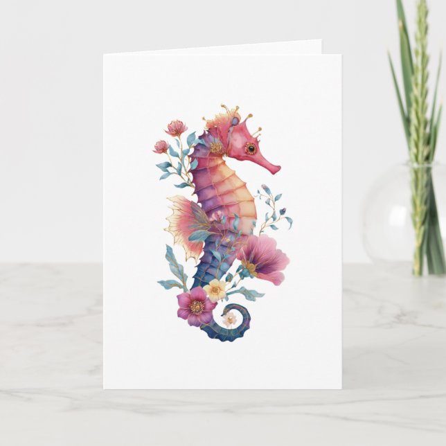 Carte de voeux Floral Seahorse - Romantic Whimsica (Devant)