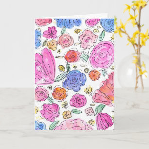 Carte de vœux florale à l'aquarelle (intérieur vie