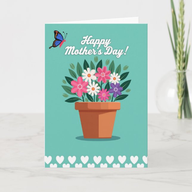 Carte de vœux florale à pois (Devant)