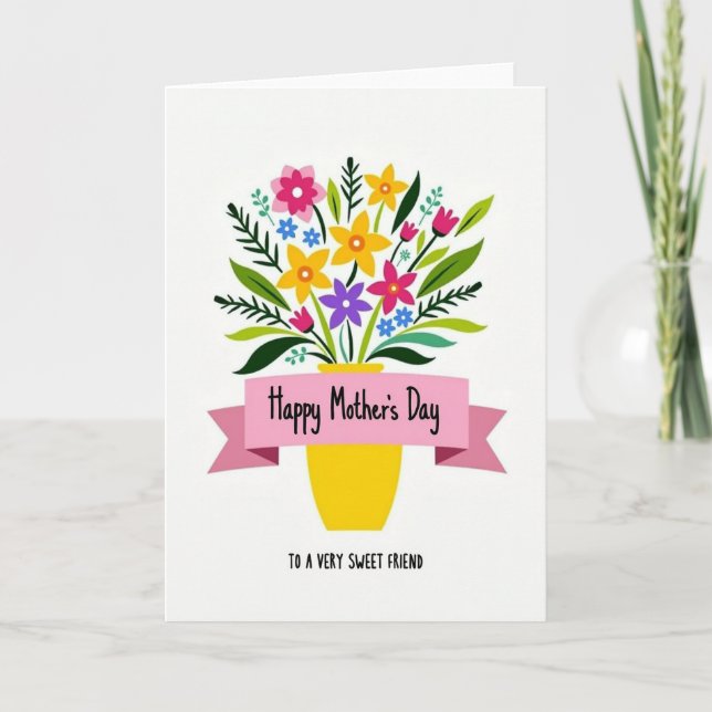 Carte de vœux florale à pois joyeux (Devant)