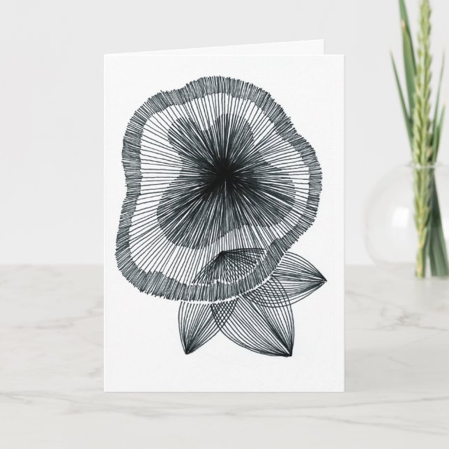 Carte de vœux florale abstraite avec lignes radial (Devant)