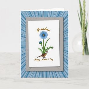 Carte de vœux florale azur rayée