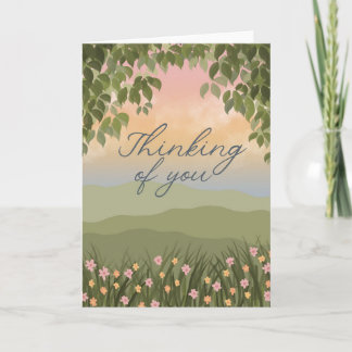 Carte de vœux florale de coucher de soleil « Je pe