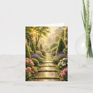 Carte de vœux florale du chemin du jardin secret d