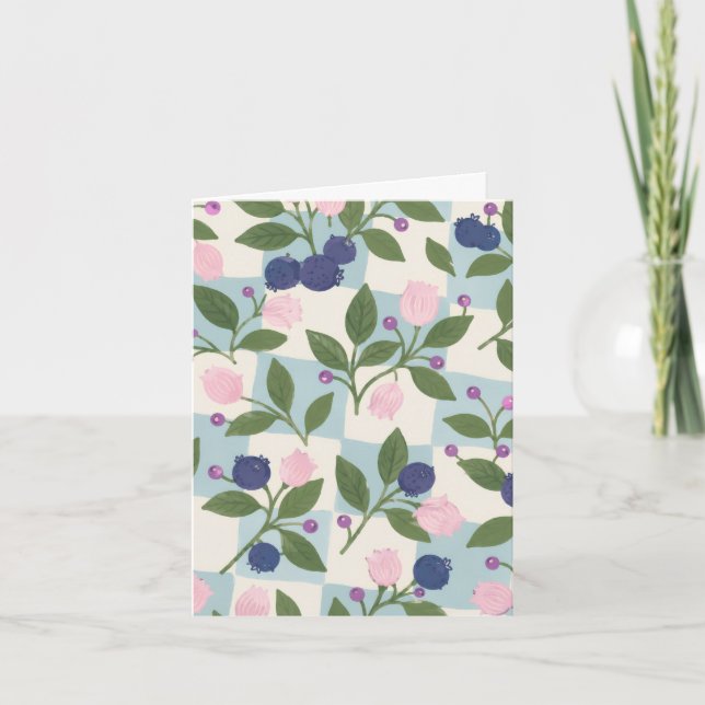 Carte de vœux florale du jardin de myrtilles (Devant)