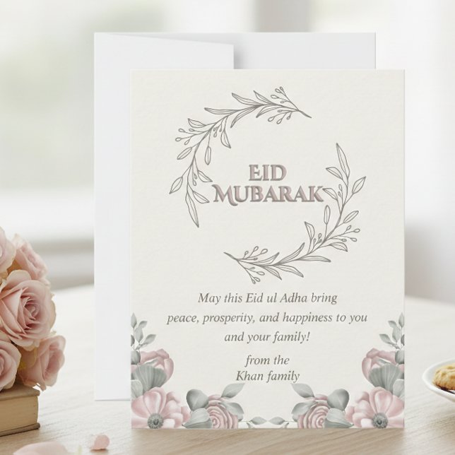 Carte de vœux florale élégante Eid Mubarak (Créateur téléchargé)