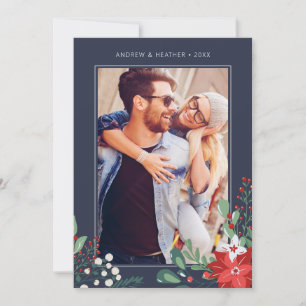 Carte de vœux florale Joyeuses Fêtes Photo