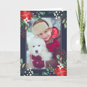 Carte de vœux florale Joyeuses Fêtes Photo
