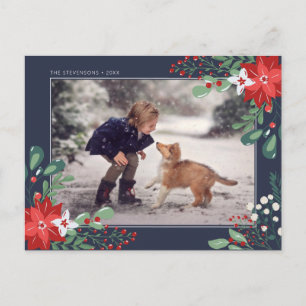 Carte de vœux florale Joyeuses Fêtes Photo