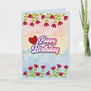 Carte de vœux florale Joyeux Anniversaire