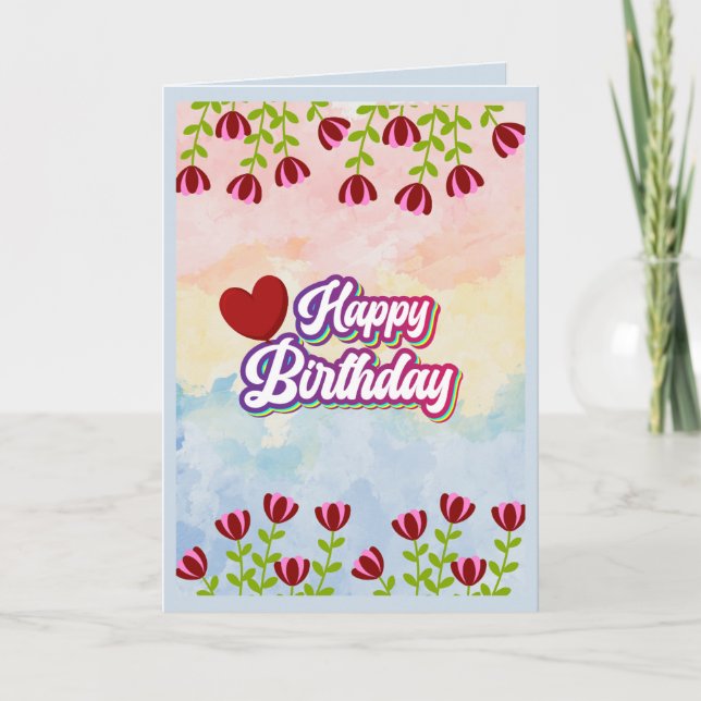 Carte de vœux florale Joyeux Anniversaire (Devant)