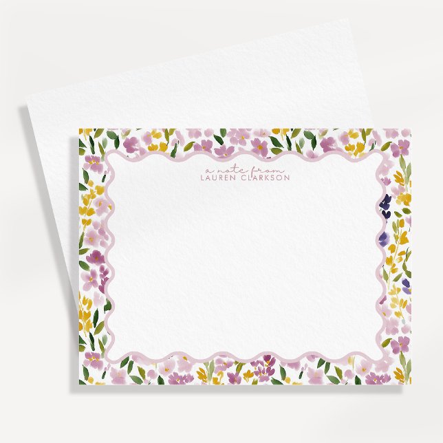 Carte de vœux florale ondulée Prairie pastel (Créateur téléchargé)