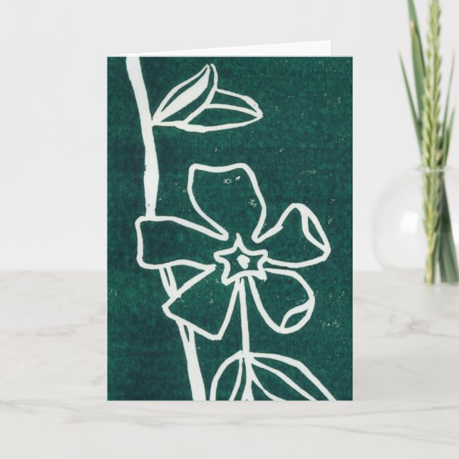 Carte de voeux florale "Vinca verte" (Devant)