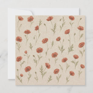 Carte de vœux florale vintage coquelicot vierge
