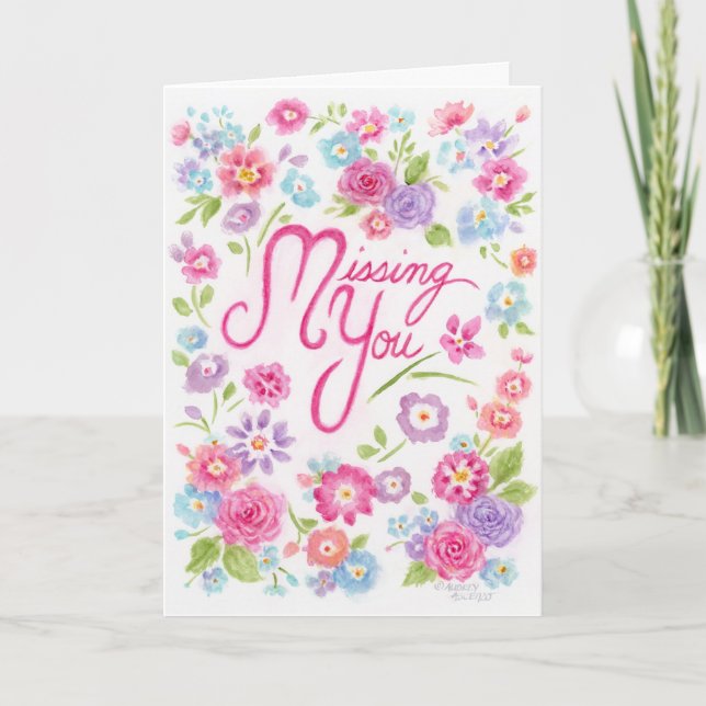 Carte de vœux florale Vous manquant (Devant)