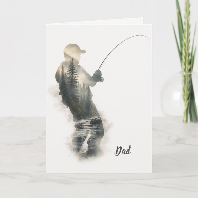 Carte de vœux "Flyfisherman Double Exposure" (Devant)