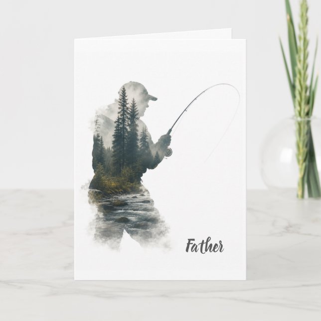 Carte de vœux "Flyfisherman Double Exposure" (Devant)