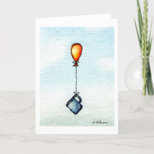 Carte de voeux Flying Coffee Watercolor