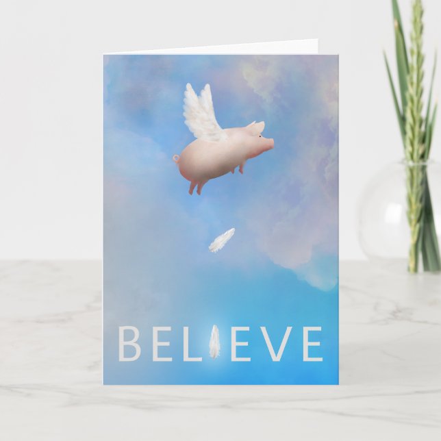 Carte de voeux Flying Pig-Believe (Devant)