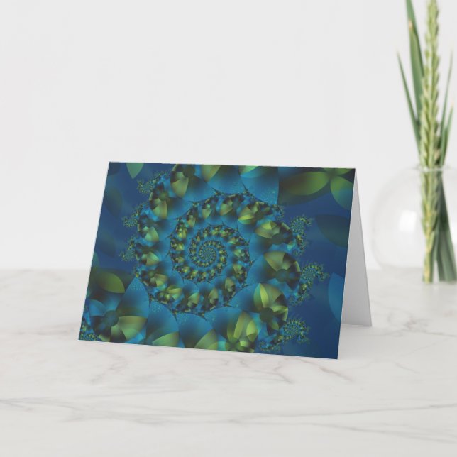 Carte de voeux Fractale Blue & Green Spiral (Devant)