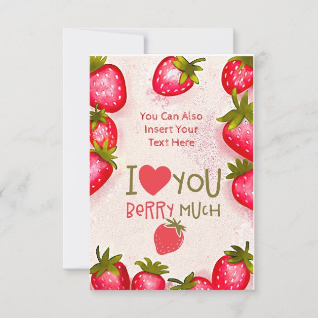 Carte de vœux fraise je t'aime beaucoup (Devant)
