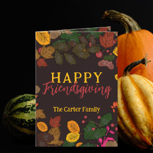 Carte de vœux Friendsgiving avec feuillage d'autom