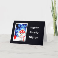 Carte de voeux FROSTY'S NIGHT Snowman Design