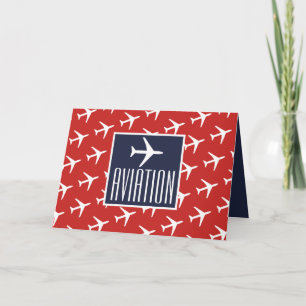 Carte de voeux Funky White Plane Pilot Aviation