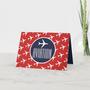 Carte de voeux Funky White Plane Pilot Aviation