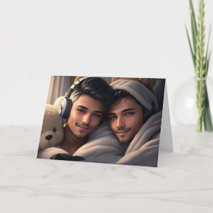 Carte de voeux gay confortable Couple