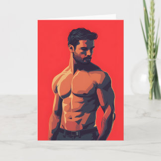 Carte de vœux gay en rouge coquine