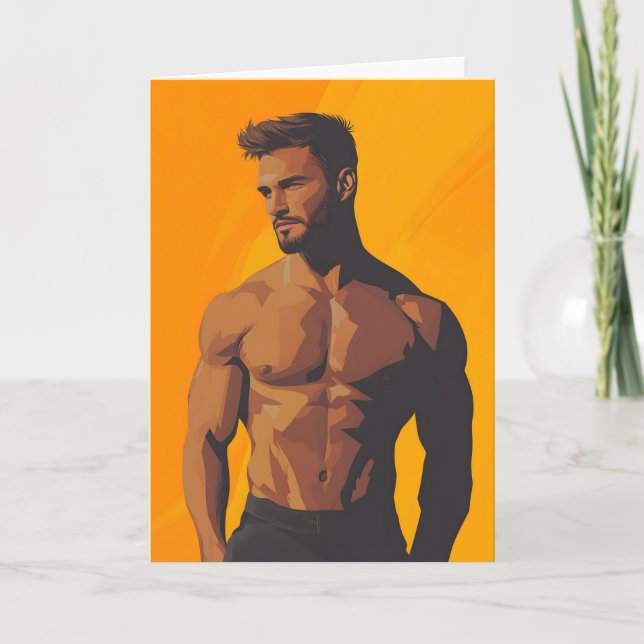 Carte de vœux gay Golden Boy (Devant)
