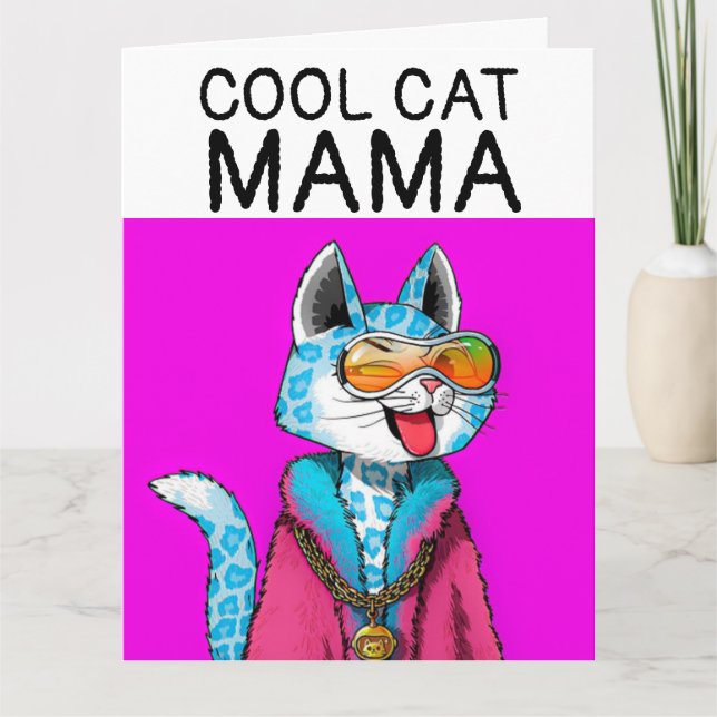 CARTE DE VŒUX GÉANTE CHAT FÊTE DES MÈRES (Devant)