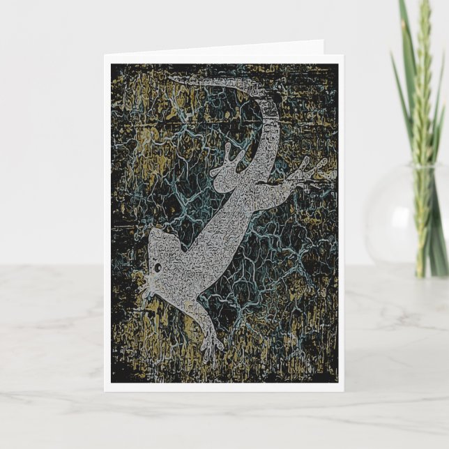 Carte de voeux Gecko (Antique design) (Devant)