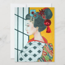 Carte de voeux Geisha Original Art Flat