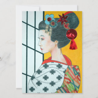 Carte de voeux Geisha Original Art Flat