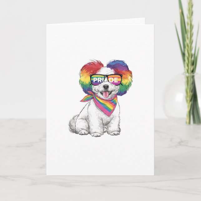 Carte de vœux générale LGBTQ+ - Chiots arc-en-ciel (Devant)