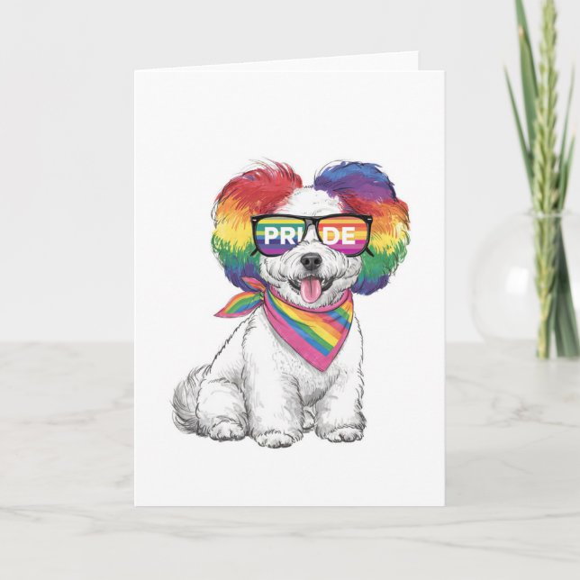 Carte de voeux générale LGBTQ+ - Rainbow Pup (Devant)