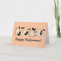 Carte de voeux Ghost & Chat Halloween