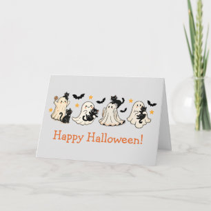 Carte de voeux Ghost & Chat Halloween