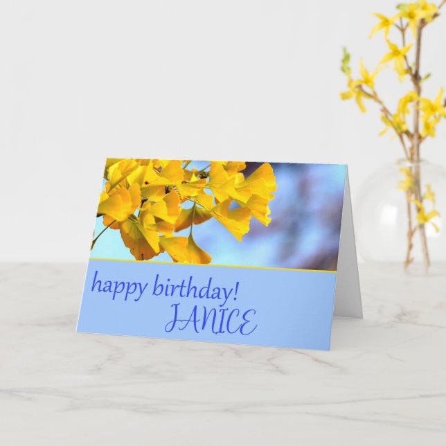 Carte de voeux Ginko Biloba (Fleur jaune)