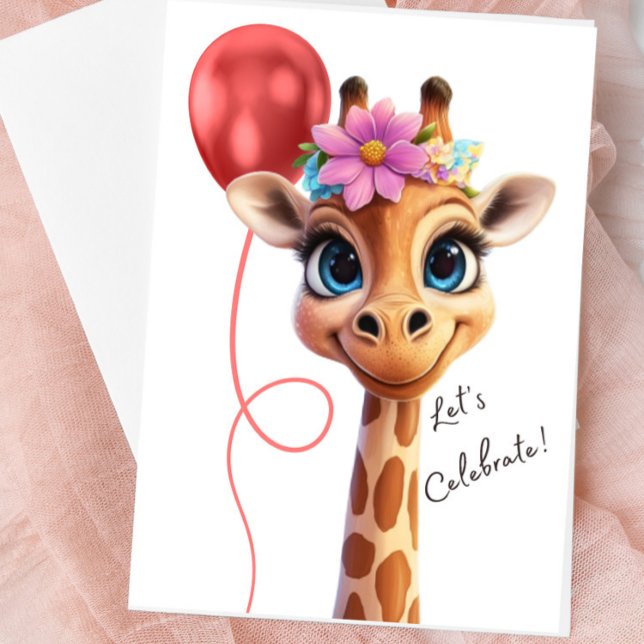 Carte de vœux Girafe Célébrons (Cute Giraffe Blank Greeting Card)