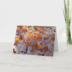 Carte de voeux givrée de vacances de feuille