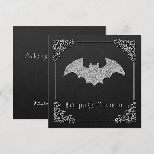 Carte de voeux Glittery Bat Halloween (Devant / Derrière)