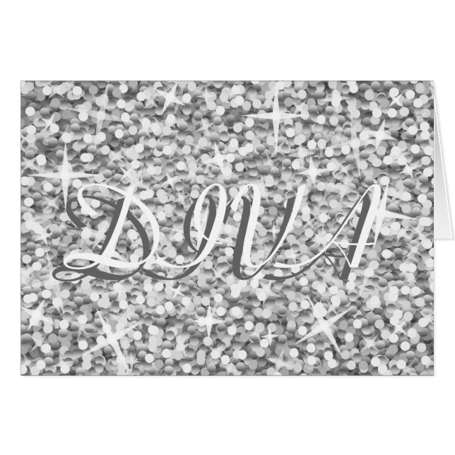 Carte de voeux Glitz "Argent" "DIVA" (Devant horizontal)