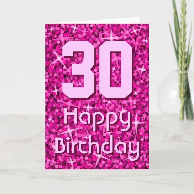 Carte de voeux Glitz Pink 'Age' 'Joyeux Anniversai (Devant)
