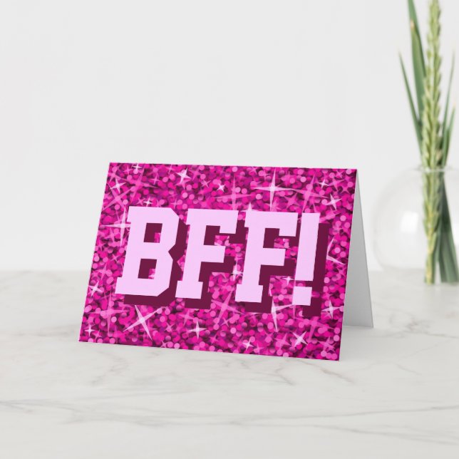 Carte de voeux Glitz Pink 'BFF!' 'Your Text' (Devant)