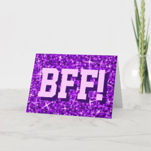 Carte de voeux Glitz Purple 'BFF!' 'Your Text'