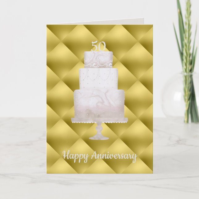 Carte de voeux Gold 3 Tier 50th Anniversary (Devant)